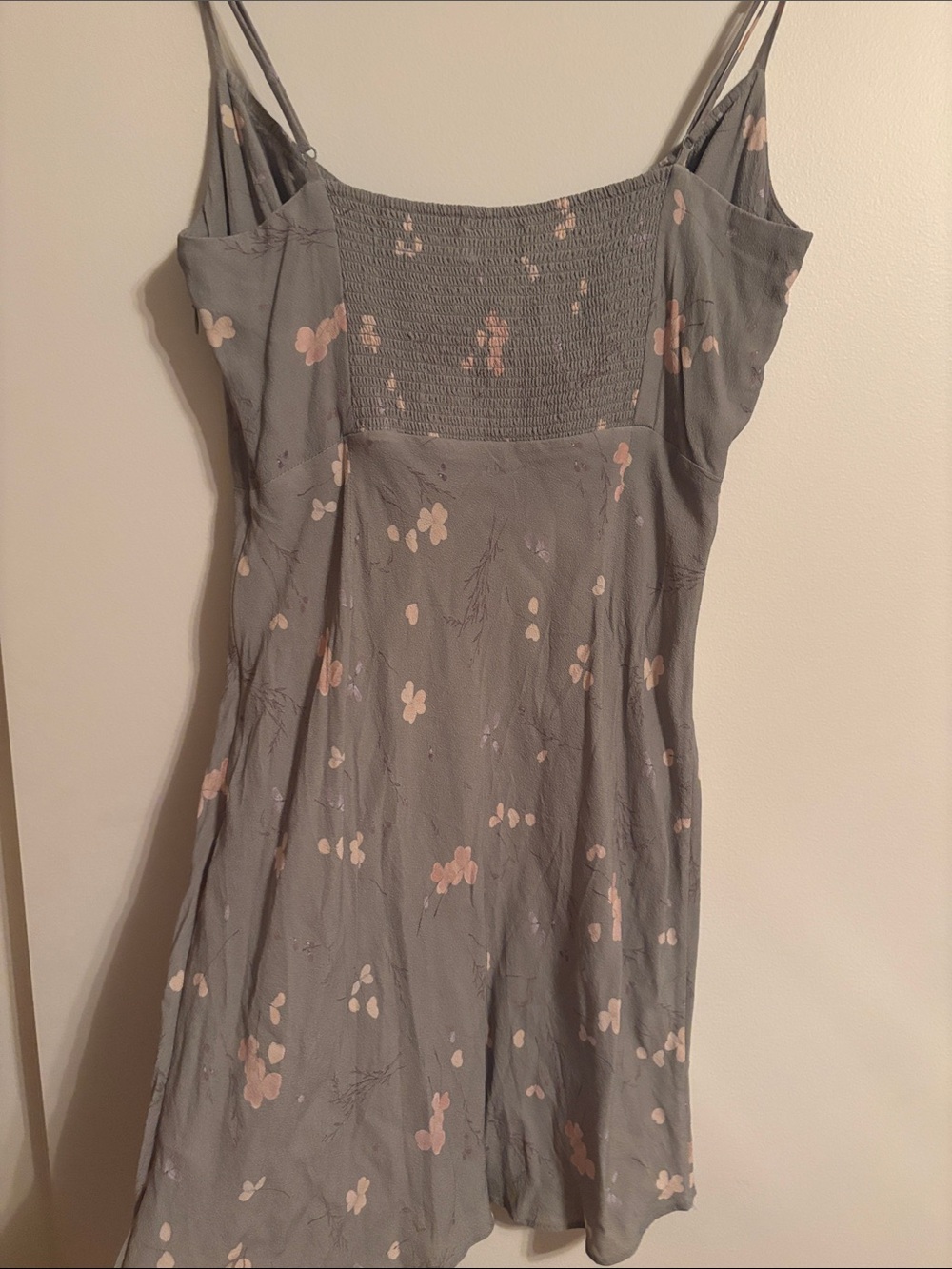 Green Floral Slip Dress with Pink Accents - Picture 4 of 5